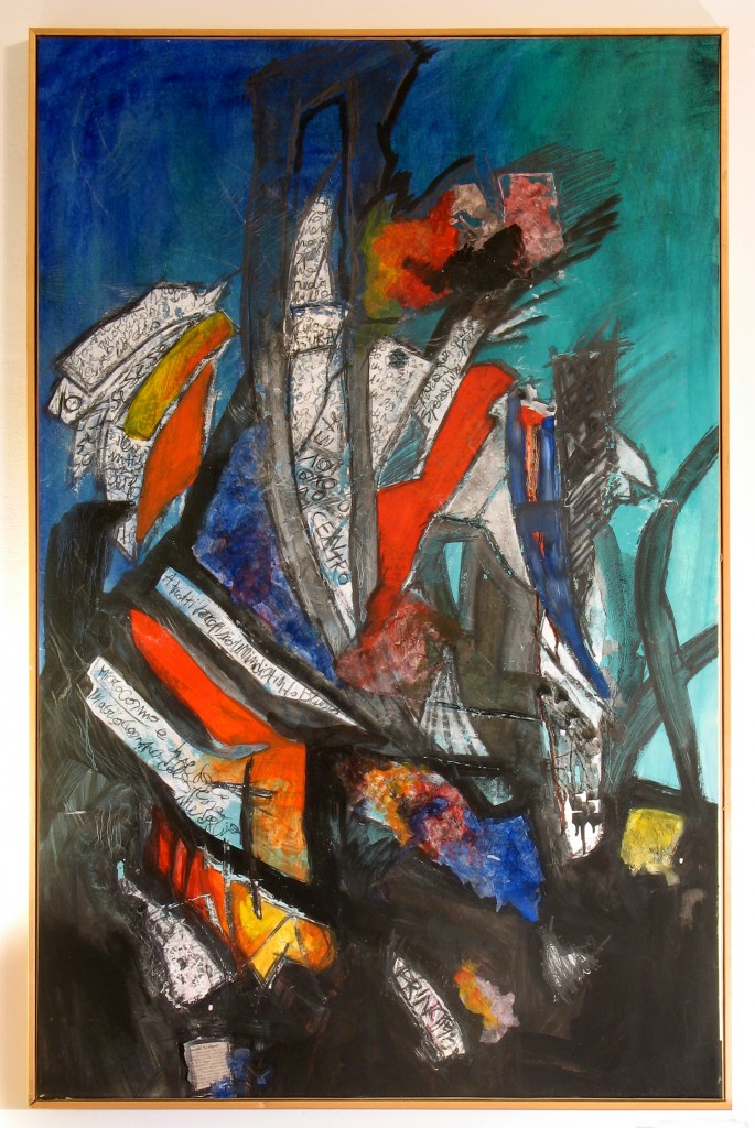 La discarica della coscienza, 2002, mixed media on canvas, 75x117cm