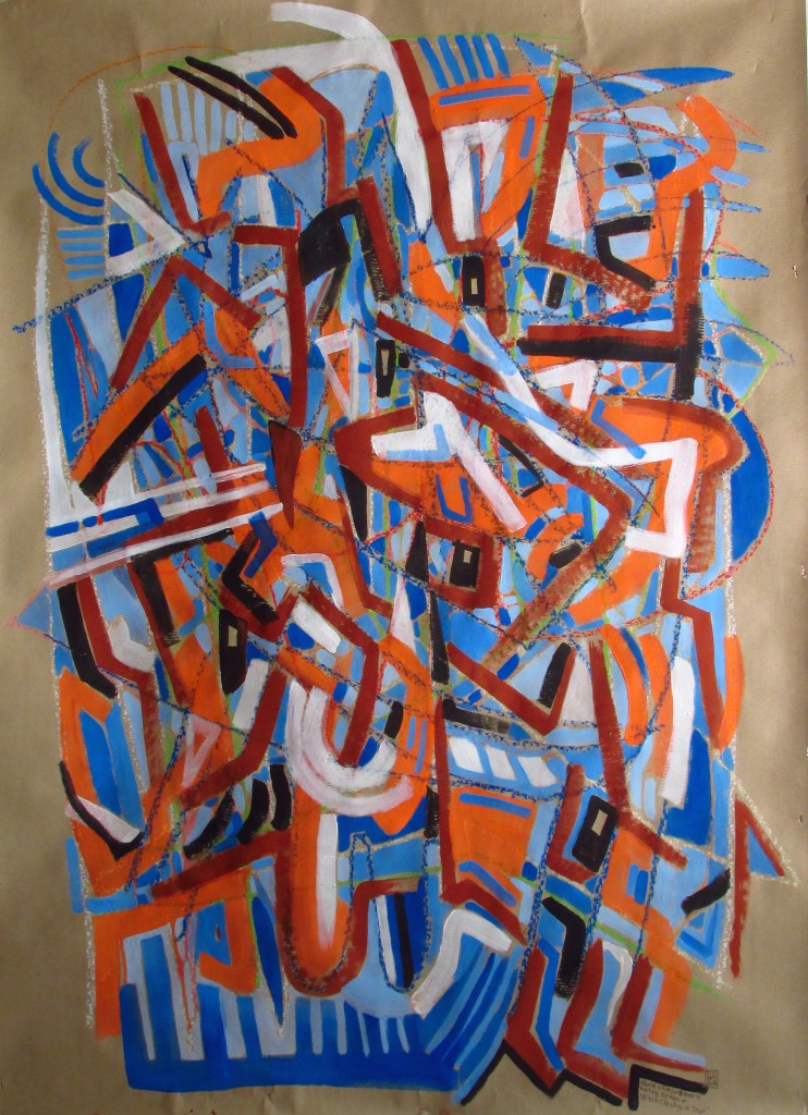GS, Jazz abstact composition or waiting for Ken, mixed media on paper, 99x139 cm