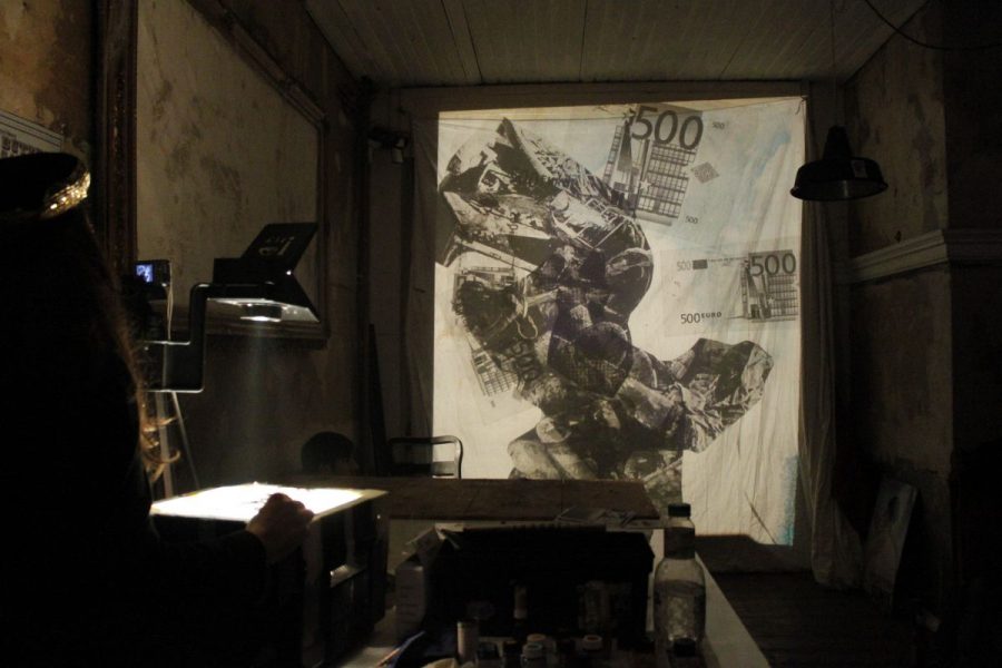 Overheadprojections - live painting  and Digital live sounds from M.Stagi