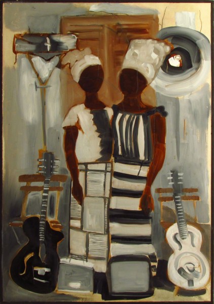 GS, Two gitarrists, 2013, oil on gibs-wood canvas, 58x 81 cm