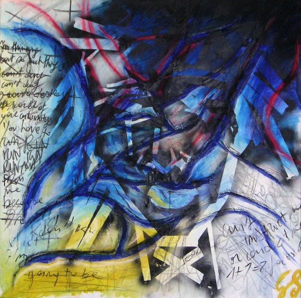 GS, Selfportrait, 2004, mixed media, 70x70 cm ca., private collection.