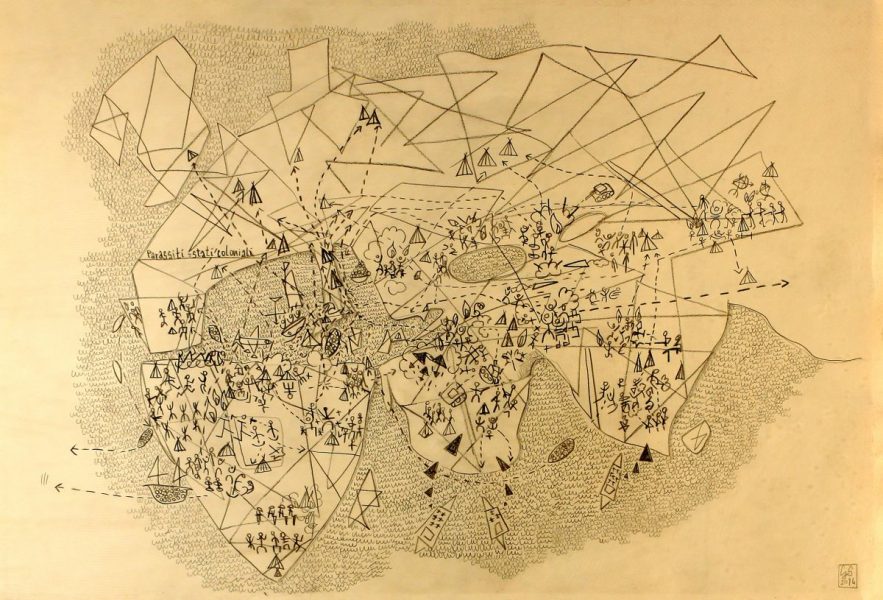 GS, Parasites=Colonial States, 2014, pencil on paper, 70x50 cm