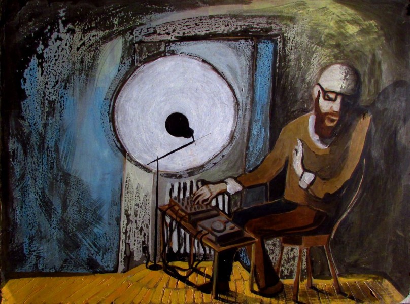 GS, Musicista (Matpogo Solo), 2014, olio su compensato, 71x53 cm