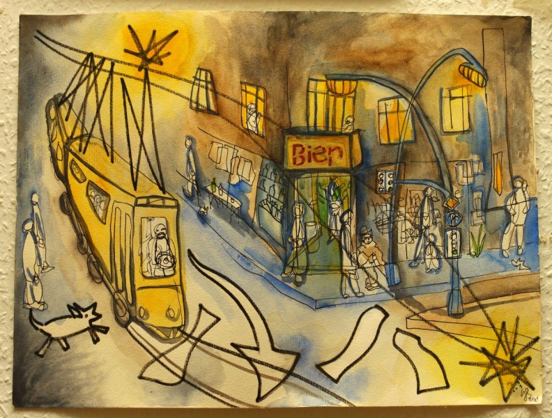 GS, Boxhagener Straße, 2011, mixed media on paper, 40x30cm