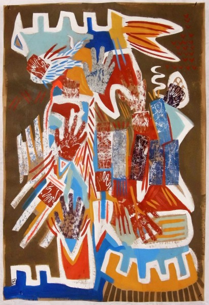 GS, Teeths and Anchestors, 2013, acryl on paper, 85x120 cm