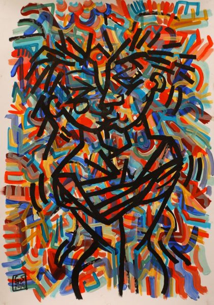 GS, Love is siple, 2014, acryl and marker on paper, 70x100 cm