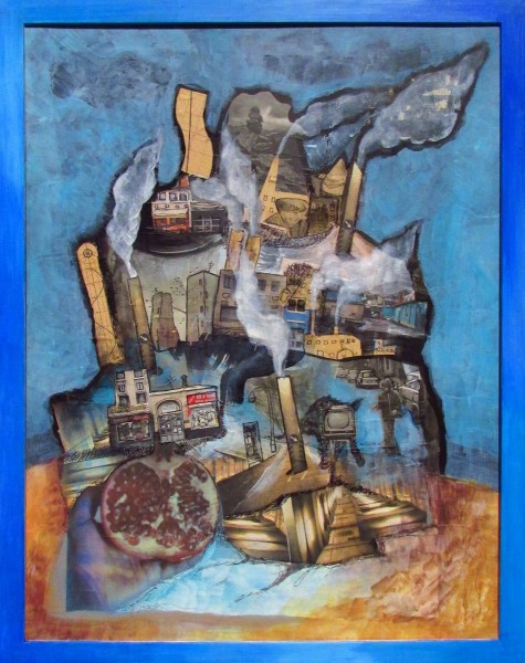 GS, Babylon Again!, 2010, mixed media on canvas, 50x64 cm, Private collection