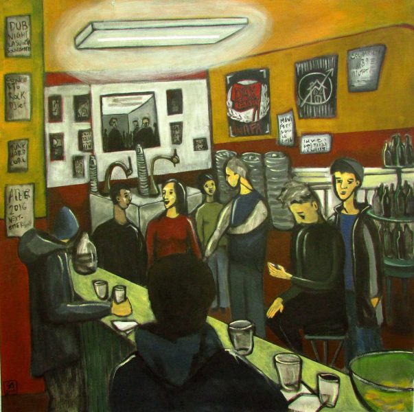 GS, "Al Bar del Next Emerson", 2016, acrilico su tela, 80x80cm